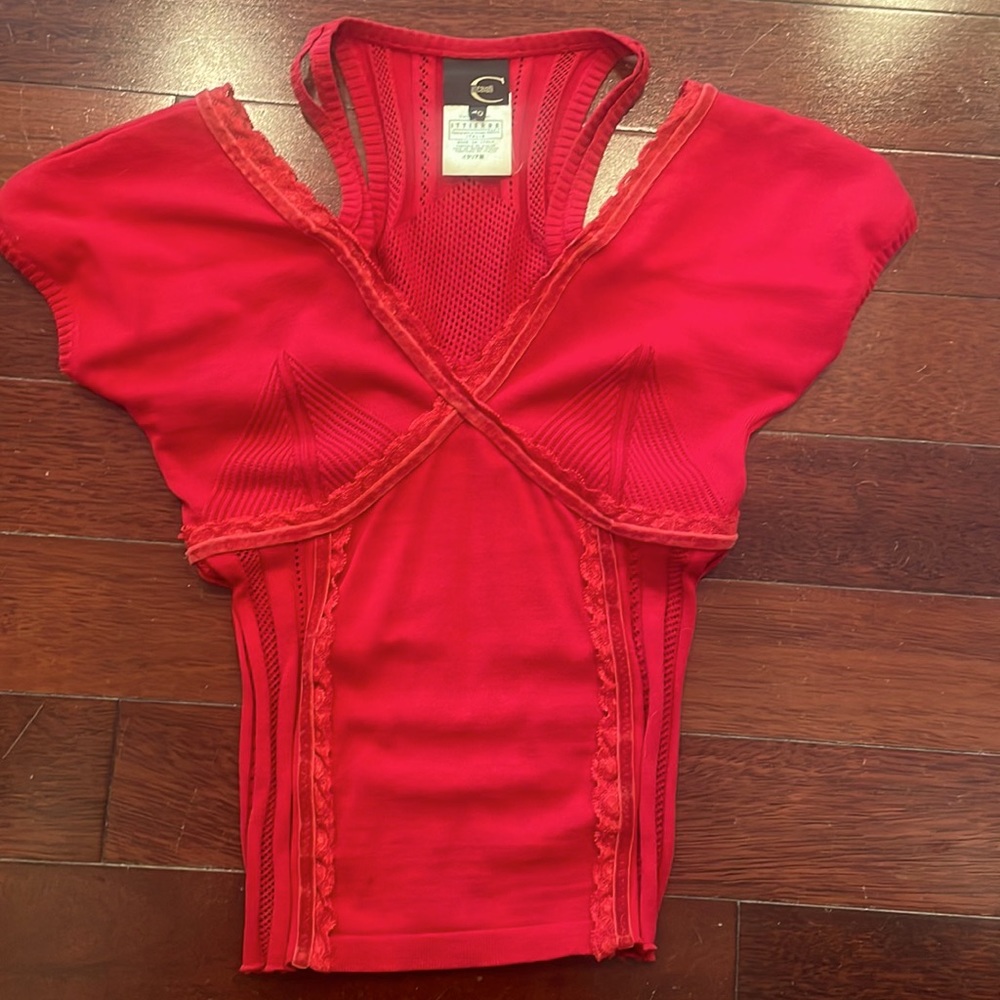 Just Cavalli Sz 40 off the shoulder sweater top in red